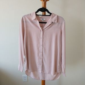 Uniqlo Rayon Long Sleeve Shirt Pink